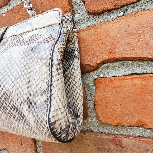New Judith Ripka Patent Leather Snakeskin Print Clutch